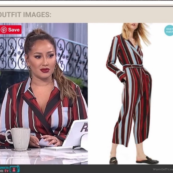 NEW TOPSHOP Striped Midi Jumpsuit Business Casual Straight Leg Ankle Pant 2 - Picture 2 of 9